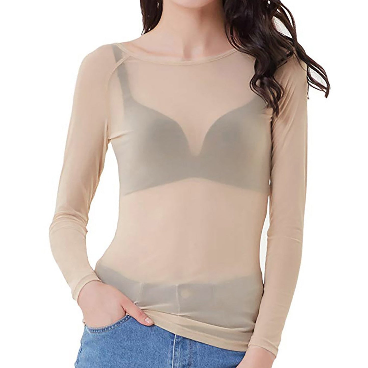 MELINDA | Glänzendes Mesh Stylisches Langarm-Shirt
