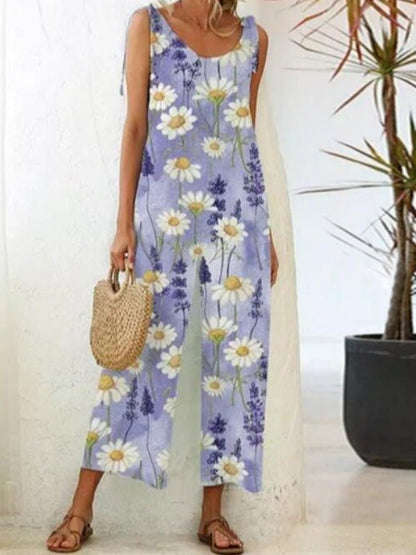 Lässige Hosenträger mit Blumenmuster-Overall