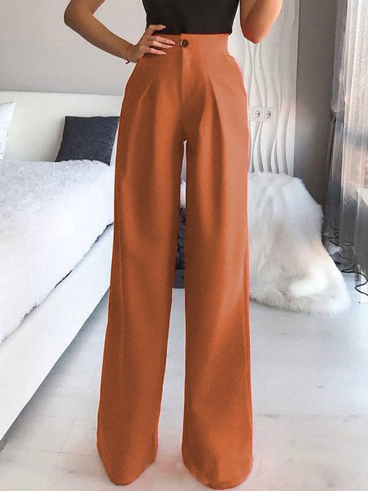Hose einfarbig lässig gerade Hose mit weiten Beinen