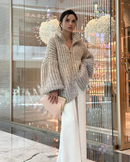 Clara | der elegante, schimmernde Seiden-Cardigan