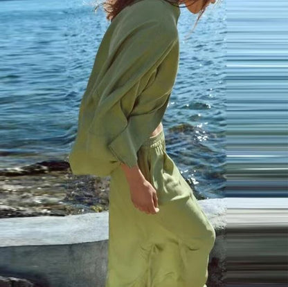 Eloise - Langärmeliges Set aus Seidenbaumwolle und Hose