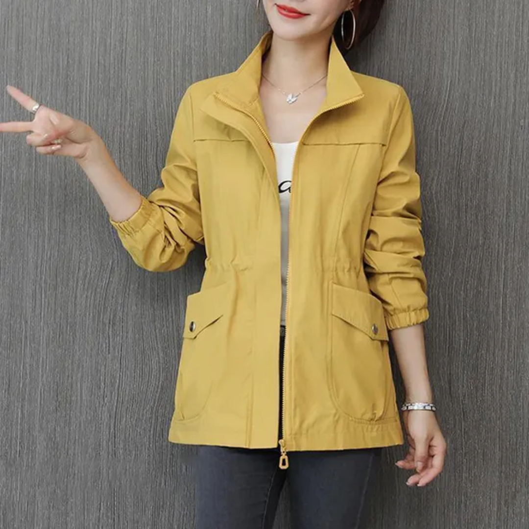 Elfenbeinfarbener schlanker Windbreaker | Schlank & Modern