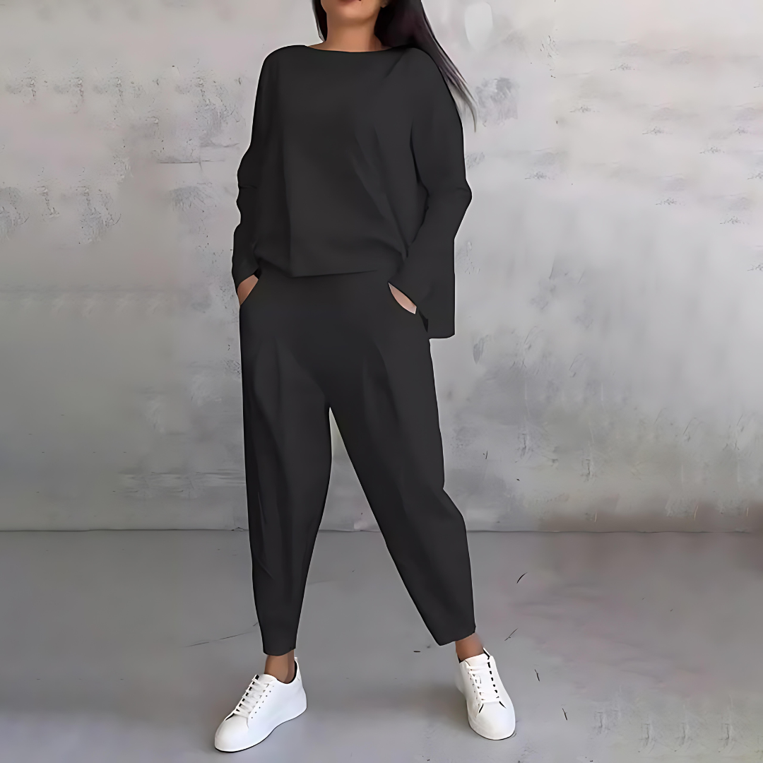 Mila - Bequemes 2-teiliges Set in Schwarz für Frauen